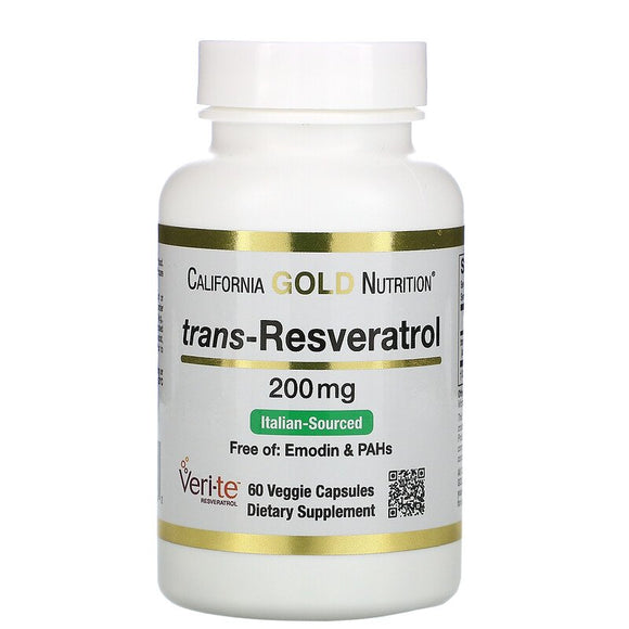 California Gold Nutrition Trans-Resveratrol 200mg 60 Veggie Capsules