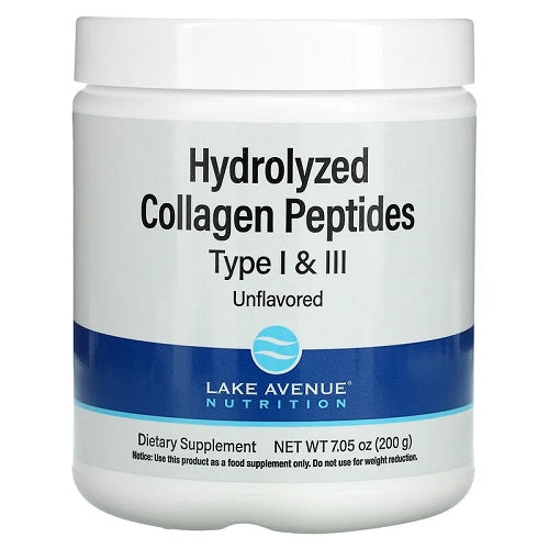 Lake Avenue Nutrition Bovine Hydrolyzed Collagen Peptides Type I & III 200g